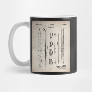 Skiing Skis Patent - Skier Ski Lodge Chalet Art - Antique Mug